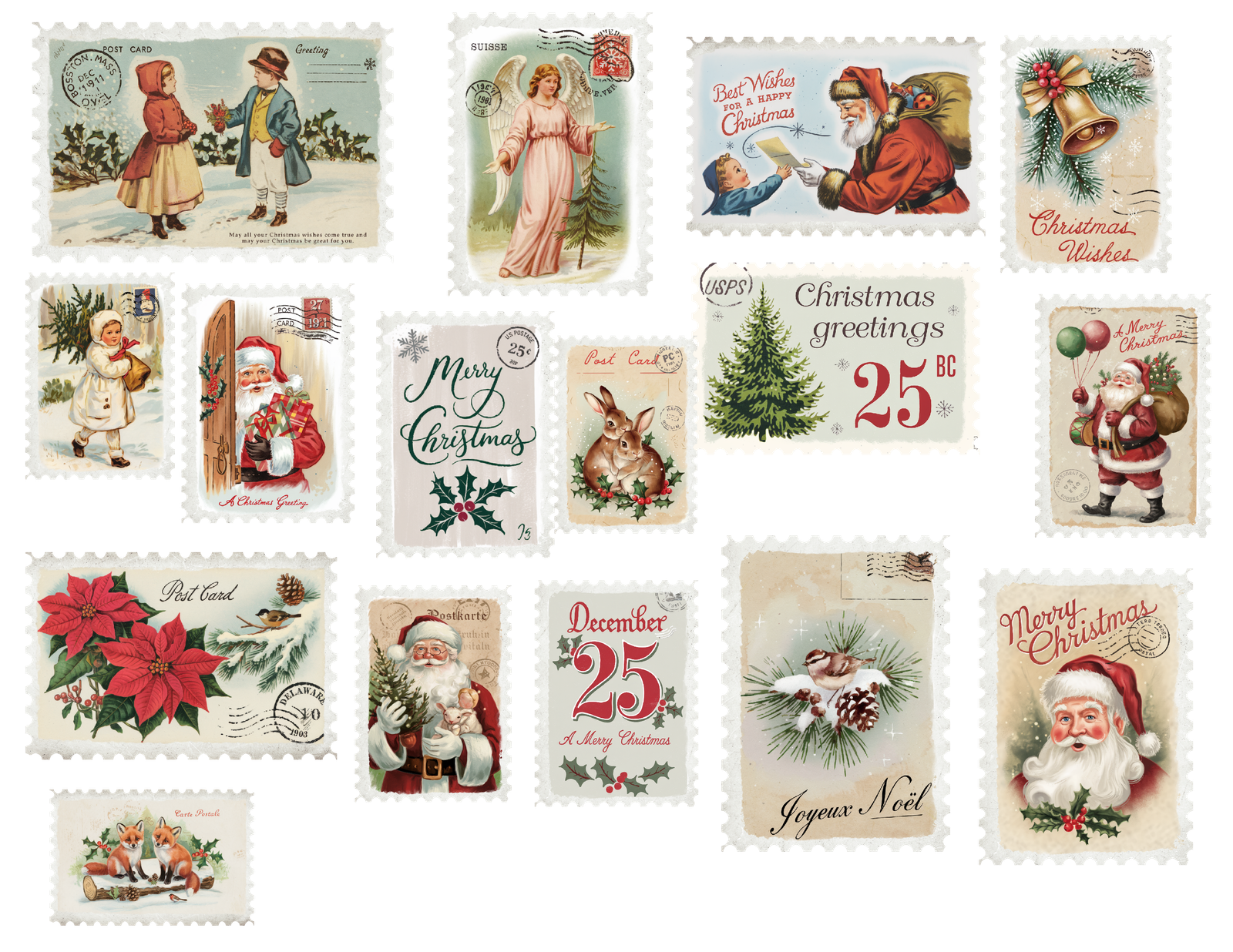 You are currently viewing Friday Freebie Vintage Christmas Stamps