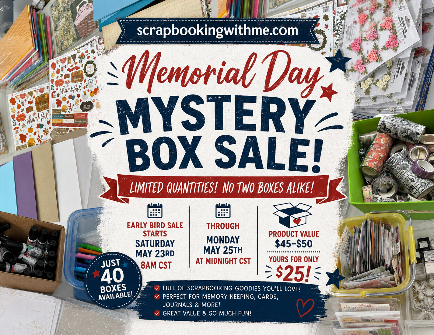 You are currently viewing Memorial Day Mystery Box Sale Starts TOMOROW at 8AM CST!