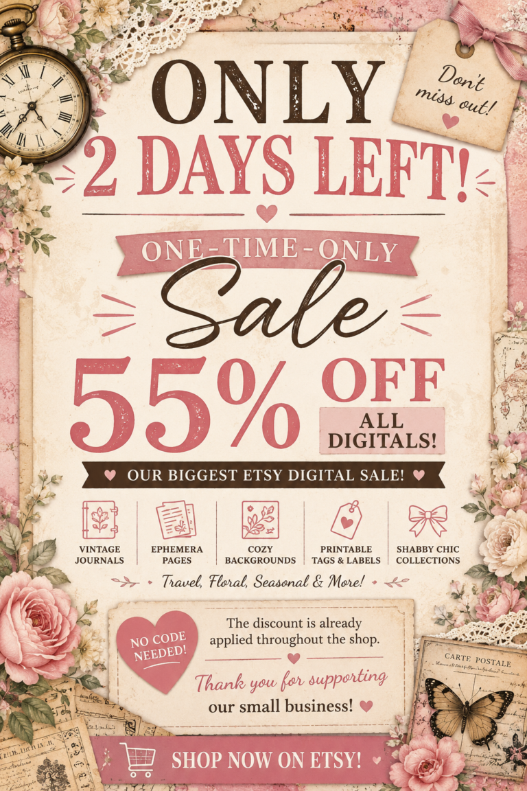 Only 2 Days Left! 55% OFF ALL Digitals on Etsy!